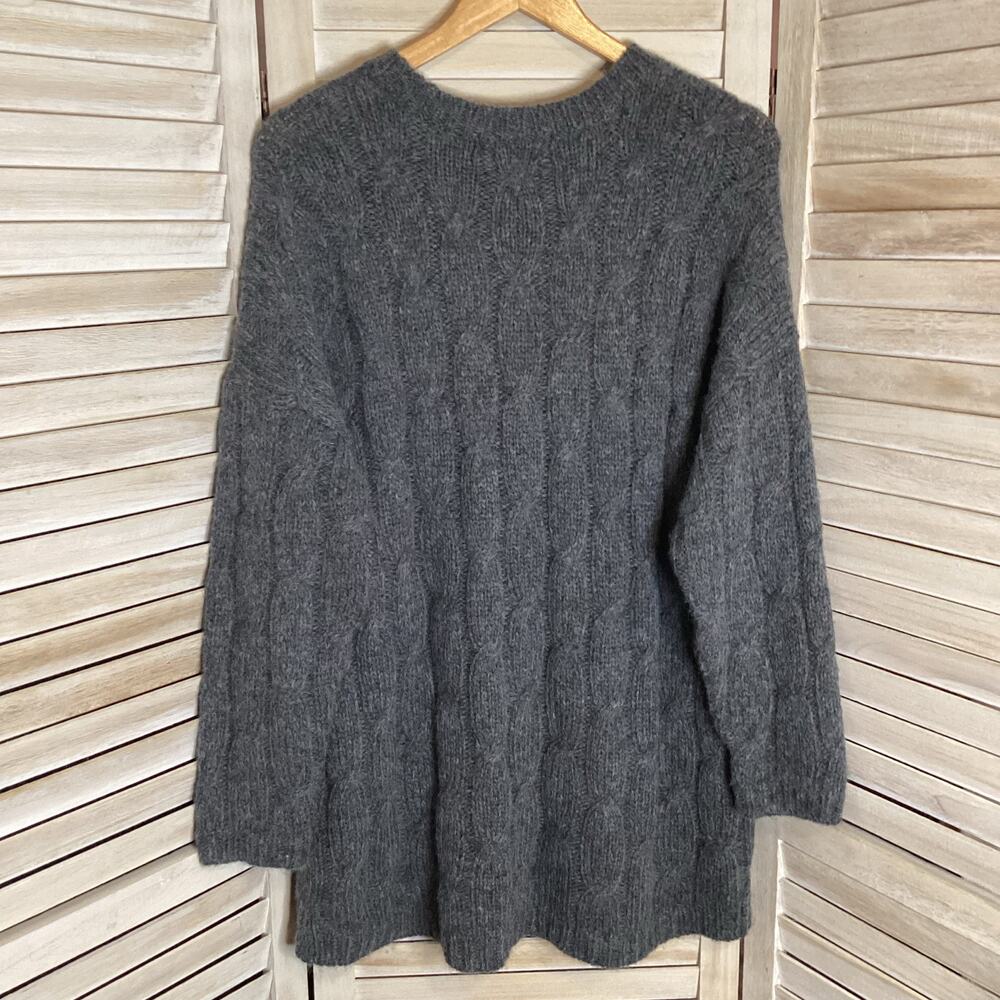 Jarbo Rinnova Charcoal Gray Soft Baby Alpaca Cableknit Tunic Sweater S $548 - Picture 2 of 10